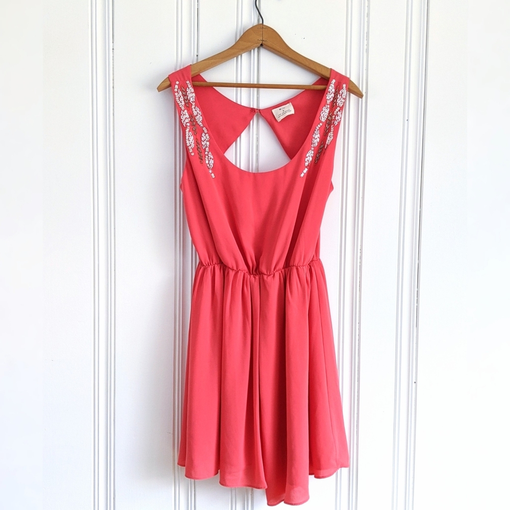 • Pins and Needles • Beaded Dress • Coral •